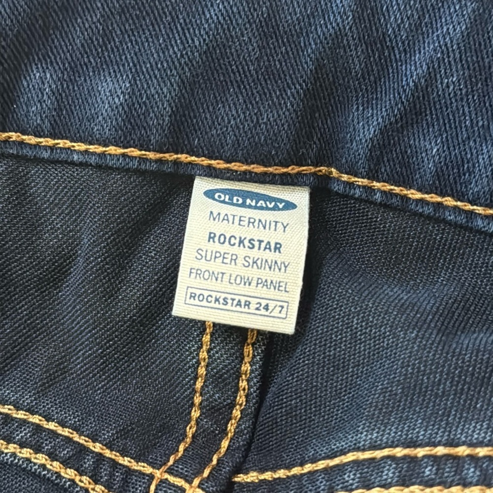 Old Navy Maternity Rockstar Super Skinny Front Low Panel Blue Jeans- size 12 - Picture 4 of 12